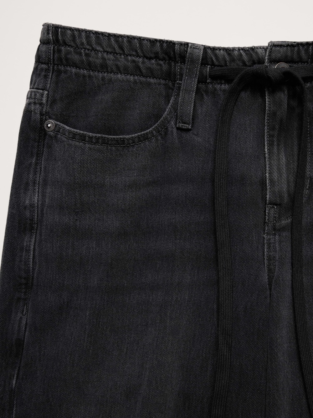 NWT - Banana Republic Black Wide-Leg Jeans with Drawstring - Size 26 - Picture 2 of 5